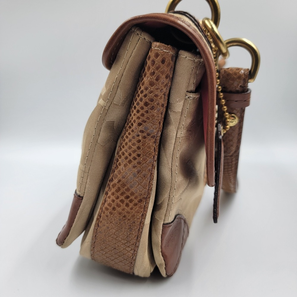 Vintage Coach J0969-14504 Peyton Beige Signature Sateen Brown snake Skin Y2k - Picture 5 of 14